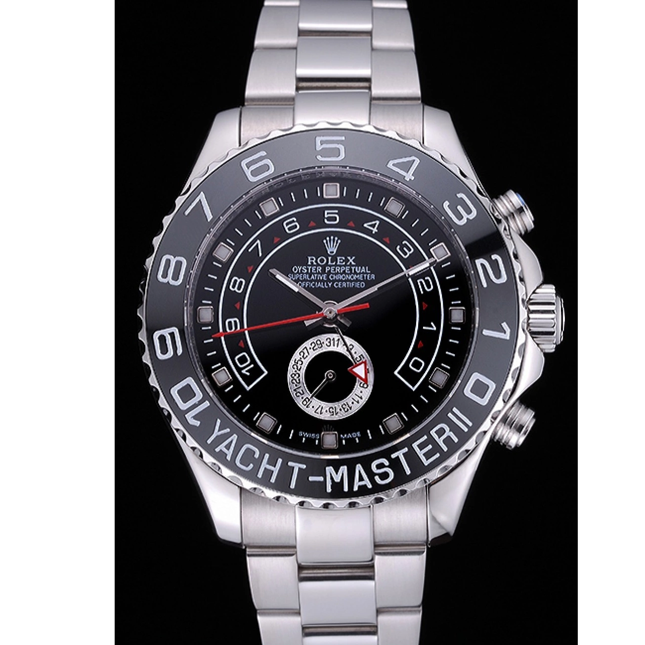 Aaa fake watches Stainless Master II Rolex Steel 622541 Black Yacht - Bracelet Dial 0613